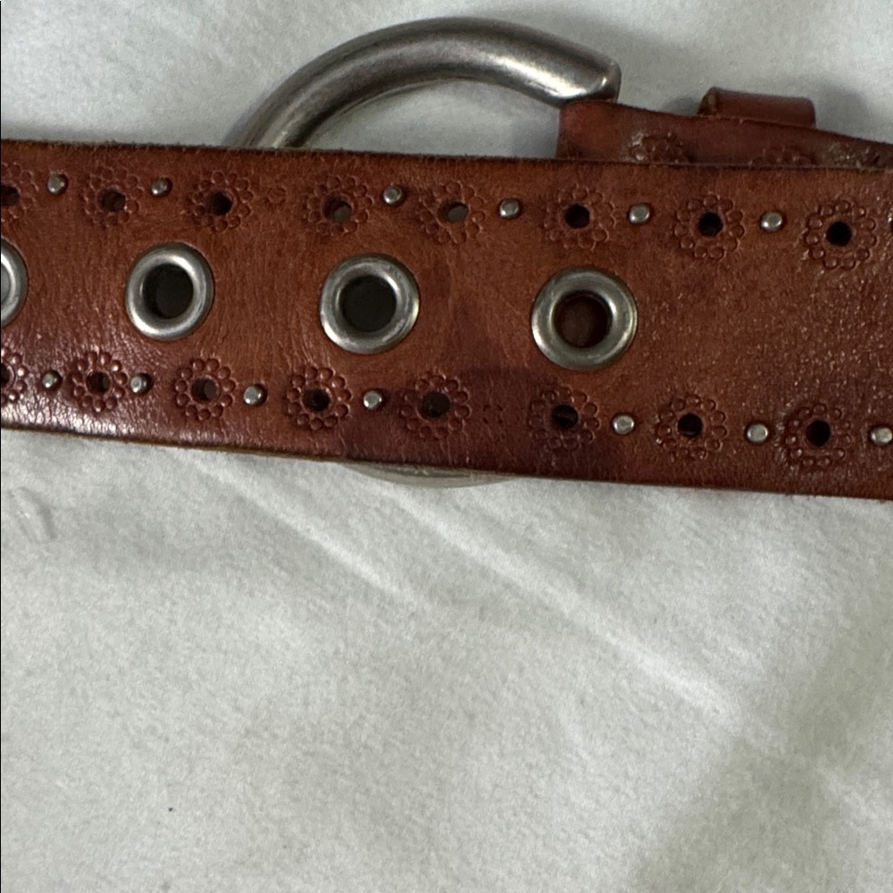 Y2K Brown Leather Belt with Silver Buckle - Picture 7 of 7